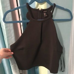 Forever 21 black crop top scallop back